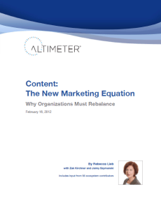 Altimeter Group Report The Content Marketing Equation